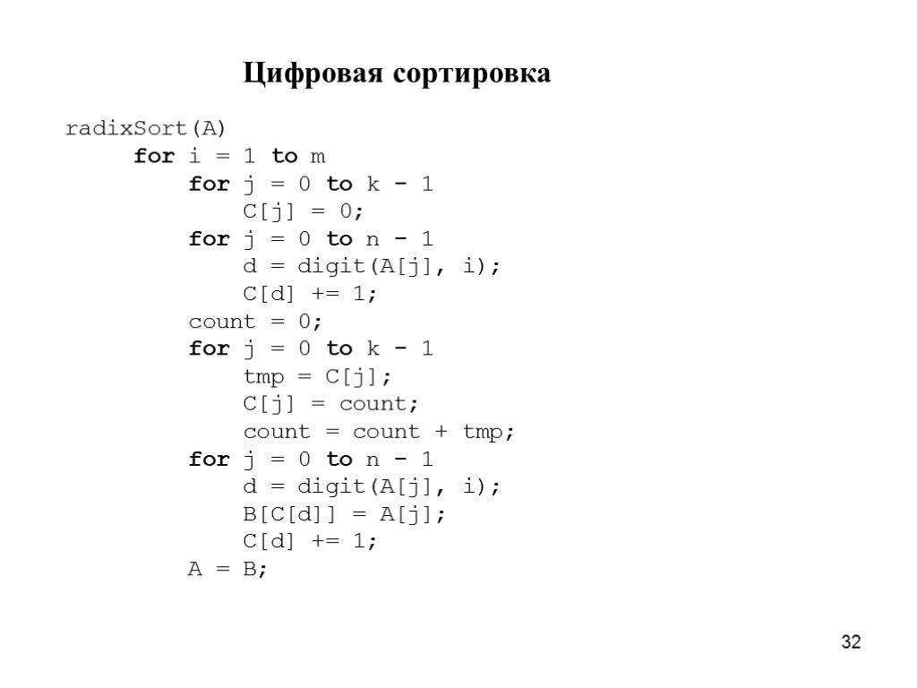 32 Цифровая сортировка